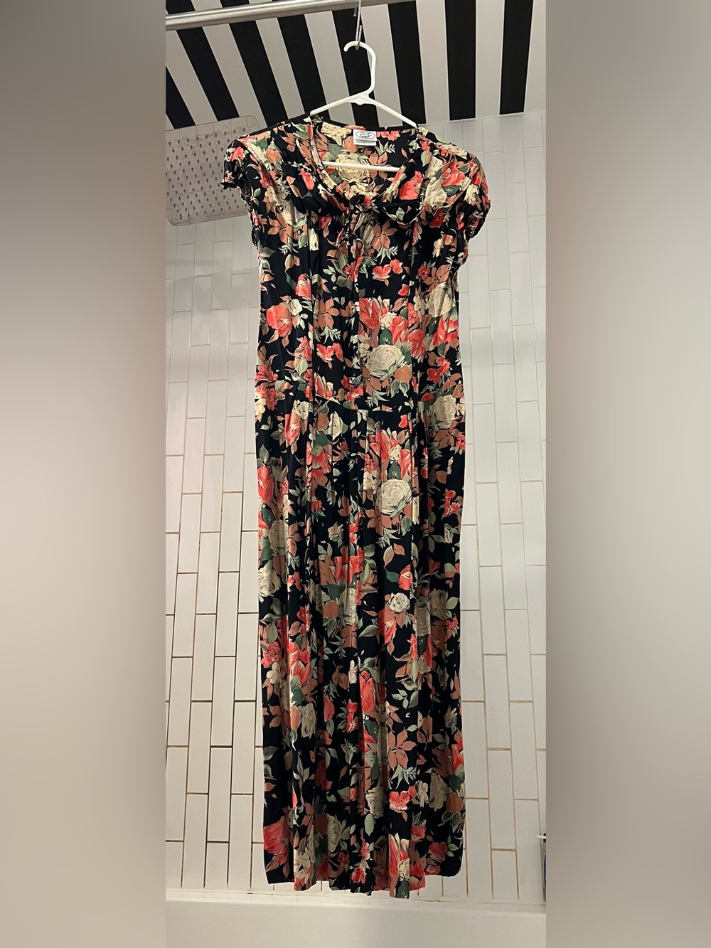 VINTAGE 90s Laura Ashley Black Floral Dress - Size US 12